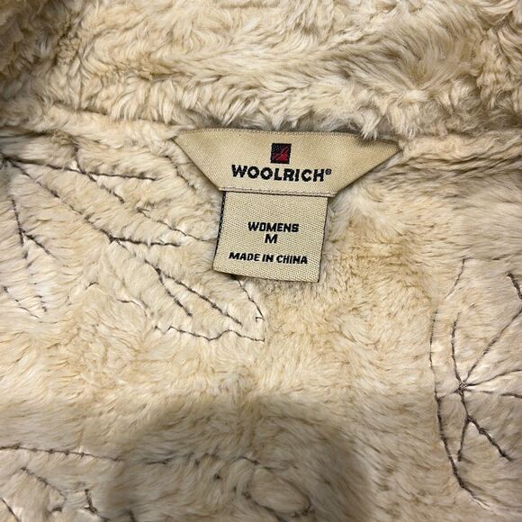 Woolrich Womens Vest Sz Medium Brown Faux Leather Sherpa Faux Fur Lined Snap But - Picture 7 of 10